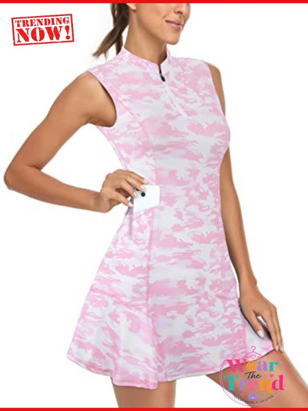 Women's Golf Dress with Shorts Zip Up Quick Dry Sleeveless Pockets Tennis